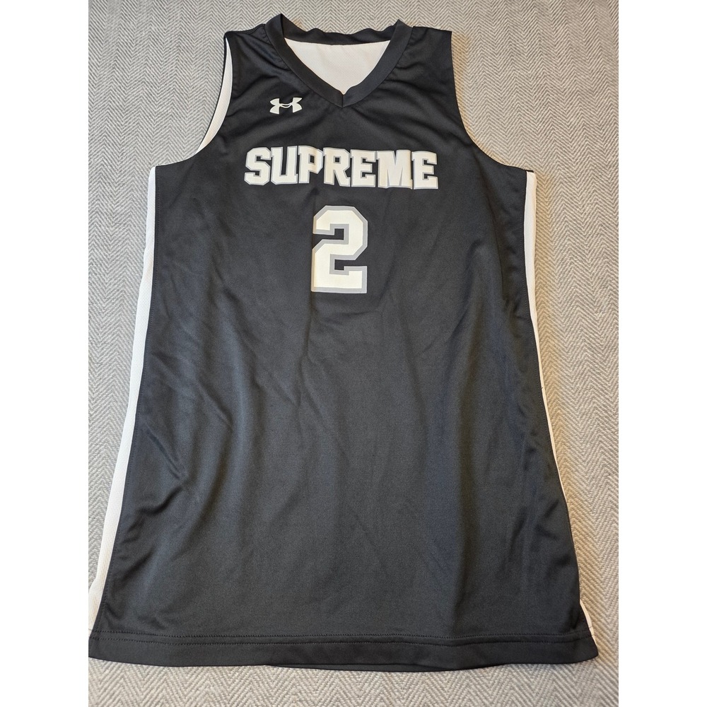 Under Armour Lincoln Supreme Basketball Jersey Youth XL Black White Sleeveless